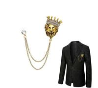 KGCGJVB Löwen-Anstecknadel, Reverskette für Herren, Vintage-Tier-Brosche, Schmuck, Anzug, Zubehör, Herren-Charm-Broschen, Goldketten für Anzüge, Westen, Krawattennadeln, modisches Kettenzubehör