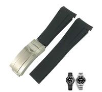 KGFCE 18mm 19mm 20mm 22mm gebogenes Ende Silikon-Gummi-Uhrenarmband für Rolex Daytona Submariner GMT 21mm Uhrenarmband Männer Werkzeuge(Black,20mm)