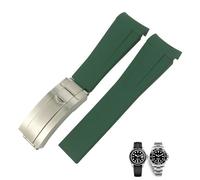 KGFCE 18mm 19mm 20mm 22mm gebogenes Ende Silikon-Gummi-Uhrenarmband für Rolex Daytona Submariner GMT 21mm Uhrenarmband Männer Werkzeuge(Green,20mm)