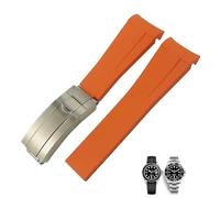 KGFCE 18mm 19mm 20mm 22mm gebogenes Ende Silikon-Gummi-Uhrenarmband für Rolex Daytona Submariner GMT 21mm Uhrenarmband Männer Werkzeuge(Orange,20mm)