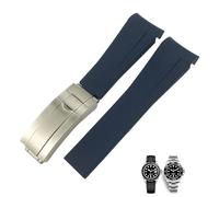 KGFCE 18mm 19mm 20mm 22mm gebogenes Ende Silikon-Gummi-Uhrenarmband für Rolex Daytona Submariner GMT 21mm Uhrenarmband Männer Werkzeuge(Blue,21mm)