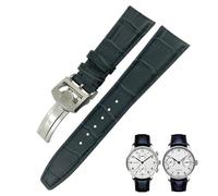 KGFCE 20 mm, 21 mm, 22 mm, gebogenes Ende, echtes Rindsleder-Uhrenarmband, Ersatz für IWC Portugieser Pilotenuhren, Faltschließe(Blue 2,21mm)