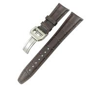 KGFCE 20 mm, 21 mm, 22 mm, gebogenes Ende, echtes Rindsleder-Uhrenarmband, Ersatz für IWC Portugieser Pilotenuhren, Faltschließe(Brown 1,20mm)