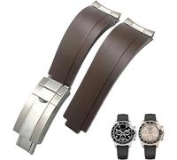 KGFCE 20 mm 21 mm Gummi-Armband mit kurzer Schnalle, für Rolex Daytona Submariner Role OYSTERFLEX Yacht Master, kleines Handgelenk, Silikon(Brown Buckle Link,20mm)