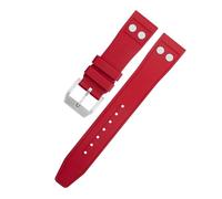 KGFCE 20MM 22MM Natur Fluorkautschuk FKM Gummi mit Nietenarmband für IWC Big Pilot Mark Portugieser Weiches Armband(Red6,22MM)
