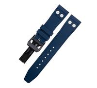 KGFCE 22MM 21MM Natur Fluorkautschuk FKM Gummi mit Nietenarmband für IWC-Armband Big Pilot Mark Portugieser Weiches Armband(Blue2,21MM)