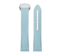 KGFCE Armband für Omega X Swatch MoonSwatch Sport Silikonkautschukarmband 20 mm Seamaster 300 Diving AT150 Uhrenarmband mit gebogenem Ende(Blue-white)