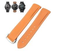 KGFCE Gummi-Uhrenarmband, 22 mm, 20 mm, gebogenes Ende, Silikonarmband, passend für Omega x Uhr, Seamaster, Speedmaster AT150 De Ville, Stoff-Uhrenarmband(Orange white silver,20mm)