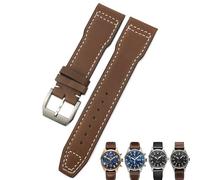 KGFCE Kuh Leder Uhrenarmband 20mm 21mm 22mm passend für IWC Pilot Portfino Mark IW3270 Kalbsleder Uhrenarmband Free Tool, 22mm silver clasp, Azetat, Kein Edelstein