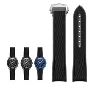 KGFCE NEUES Gummi-Silikon-Armband für Omega X Swatch Joint MoonSwatch Celestial Sports 20-mm-Uhrenarmband mit gebogenem Ende(Black 2)
