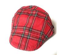 KGM Stilvolle klassische schottische Kappe mit Schottenkaro-Karo, flache Kappe, Herrenmode, Country-Kappen, Outdoor, Golf, Sport, Urlaub, Red Stuart