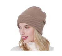 (Khaki)Korean Women Double Layer Knitted Slouchy Beanie Hat Simple Solid Color Metal Logo Decor Hip Hop Stretch Skullies Cap Ear Warmer Yellow