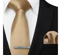 Khaki Krawatte , Einstecktuch und Krawattennadel Set