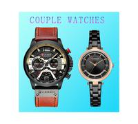 (Khaki Schwarz 2 Set) CURREN Original His Hers Uhrensets Edelstahl Damen Herren Armbanduhren Paar