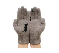 (Khaki)Womens Winter Cute Gloves Cat Fish Full Finger Mittens