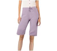 KHIRVWL Bermuda Shorts Damen Sommer Musselin Kurze Hose Leinen Baumwolle Shorts Straight Leg Hose mit Kordelzug und Taschen Einfache Einfarbige Knielang Leinenshorts Elastischer Bund Freizeitshorts