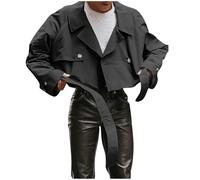 KHIRVWL Trenchcoat Herren Kurzer Herbst Winterjacke üBergangsjacke Elegant Trenchcoat Mit Taschen Slim Fit KnöPfe Coat Lockerer Winddicht Langarm Mantel Klassischer Revers Mantel Freizeitjacke