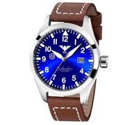 KHS Airleader Steel Automatic KHS.AIRSABLU.LB5 mit Büffel-Lederband braun mit weißer Naht