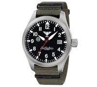 KHS Herrenuhr Airleader Steel mit Natoband Schwarz KHS.AIRS.NSGO Natoband steingrau-Oliv