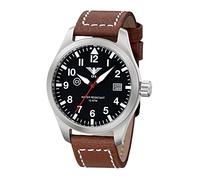KHS Herrenuhr Airleader Steel Büffellederband Braun KHS.AIRS.LB5