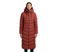 khujo Damen extralanger Wintermantel warmer Steppmantel mit hohem Kragen und Kapuze Ingram4-YM Dark Red Gr. L