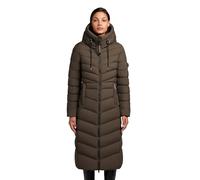 khujo Damen extralanger Wintermantel warmer Steppmantel mit hohem Kragen und Kapuze Ingram4-YM Dark Green Gr. S