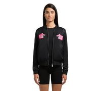 khujo Damen kurze Wendejacke im Bomberjacken-Style mit Leo-Print Ruby Black Gr. S