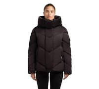 khujo Damen kurze Winterjacke warme Steppjacke mit Kapuze und innenliegenden Rucksackträgern Olsa2 Moody Plum Gr. M