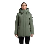 khujo Damen Kurzmantel warme Winterjacke mit Kapuzenblende und innenliegenden Rucksack-Trägern Allap Muted Green Gr. XS