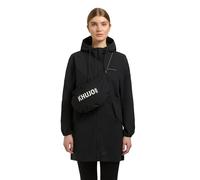 khujo Damen lange Übergangsjacke ultraleichter Kurzmantel mit 2-Wege-Reißverschluss und Umhängetasche Ameti Black Gr. M
