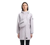 khujo Damen lange Übergangsjacke ultraleichter Kurzmantel mit 2-Wege-Reißverschluss und Umhängetasche Ameti Raindrops Lilac Gr. XXL