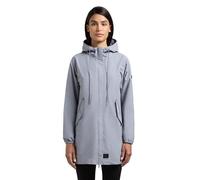 khujo Damen lange Übergangsjacke ultraleichter Kurzmantel mit 2-Wege-Reißverschluss und Umhängetasche Ameti Misty Blue Gr. XXL