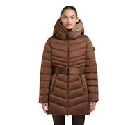 khujo Damen langer Steppmantel warme Winterjacke mit herausnehmbarem Inlay, abnehmbarem Taillengürtel, verstellbarer Kapuze und 2-Wege-Reißverschluss Kina Copper Brown Gr. M
