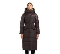 khujo Damen langer Wintermantel warmer Parka mit Plüsch-Elementen, Klettverschluss-Taillengürtel, innenliegenden Rucksack-Trägern, magnetischen Details und Gehschlitzen Julita2 Moody Plum Gr. L