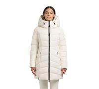 khujo Damen Langer Wintermantel warmer Steppmantel mit abnehmbarem Kragen und gefütterter Kapuze Dier Luna White Gr. XXL
