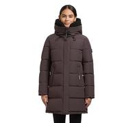 khujo Damen langer Wintermantel warmer Steppmantel mit abnehmbarem Kunstfell-Besatz und magnetischen Details Kelsi Moody Plum Gr. S