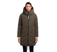 khujo Damen Langer Wintermantel warmer Steppmantel mit Kapuze und Schlüsselanhänger Darka2-YM Dark Green Gr. XS