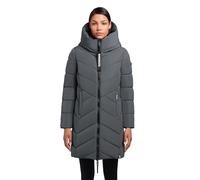 khujo Damen Langer Wintermantel warmer Steppmantel mit Kapuze und Schlüsselanhänger Darka2-YM Foam Green Gr. L