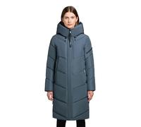 khujo Damen langer Wintermantel warmer Steppmantel mit magnetischen Knöpfen Jange-YM Dim Blue Gr. M