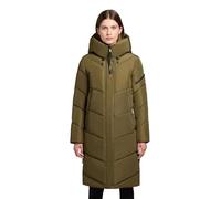 khujo Damen langer Wintermantel warmer Steppmantel mit magnetischen Knöpfen Jange-YM Scrub Green Gr. S