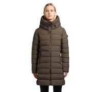 khujo Damen Langer Wintermantel warmer Steppmantel mit schimmerndem Innenfutter und Kapuze Nekar-YM Dark Green Gr. M