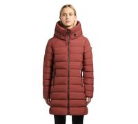 khujo Damen Langer Wintermantel warmer Steppmantel mit schimmerndem Innenfutter und Kapuze Nekar-YM Dark Red Gr. S