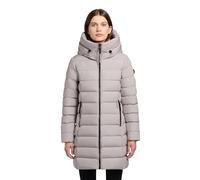 khujo Damen Langer Wintermantel warmer Steppmantel mit schimmerndem Innenfutter und Kapuze Nekar-YM Blizzard Grey Gr. M