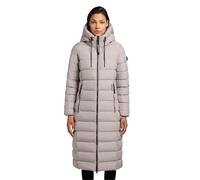 khujo Damen Langer Wintermantel warmer Steppmantel mit Taillenzugband und Kapuze Simmie-YM Blizzard Grey Gr. S