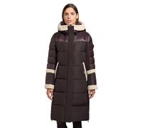 khujo Damen langer Wintermantel warmer Steppmantel Parka mit Plüsch-Elementen, innenliegendem Taillenzugband, Rucksackträgern und magnetischer Abdeckleiste Desna2 Moody Plum Gr. L