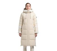 khujo Damen langer Wintermantel warmer Steppmantel Parka mit Plüsch-Elementen, innenliegendem Taillenzugband, Rucksackträgern und magnetischer Abdeckleiste Desna2 Cotton Cream Gr. XS