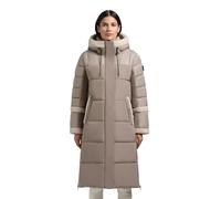 khujo Damen langer Wintermantel warmer Steppmantel Parka mit Plüsch-Elementen, innenliegendem Taillenzugband, Rucksackträgern und magnetischer Abdeckleiste Desna2 Greige Gr. S