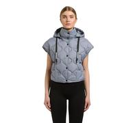 khujo Damen leichte Steppweste ärmellose kurze Übergangsjacke mit Stehkragen und abnehmbarer Kapuze Ninga Misty Blue Gr. M