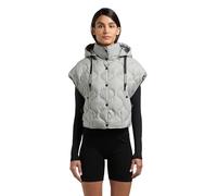 khujo Damen leichte Steppweste ärmellose kurze Übergangsjacke mit Stehkragen und abnehmbarer Kapuze Ninga Cloud Green Gr. XL