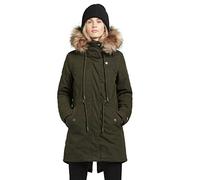 khujo Damen Mantel CODISH Parka Teddyfell Kapuze Kunstfell abnehmbar Schwalbenschwanz einfarbig